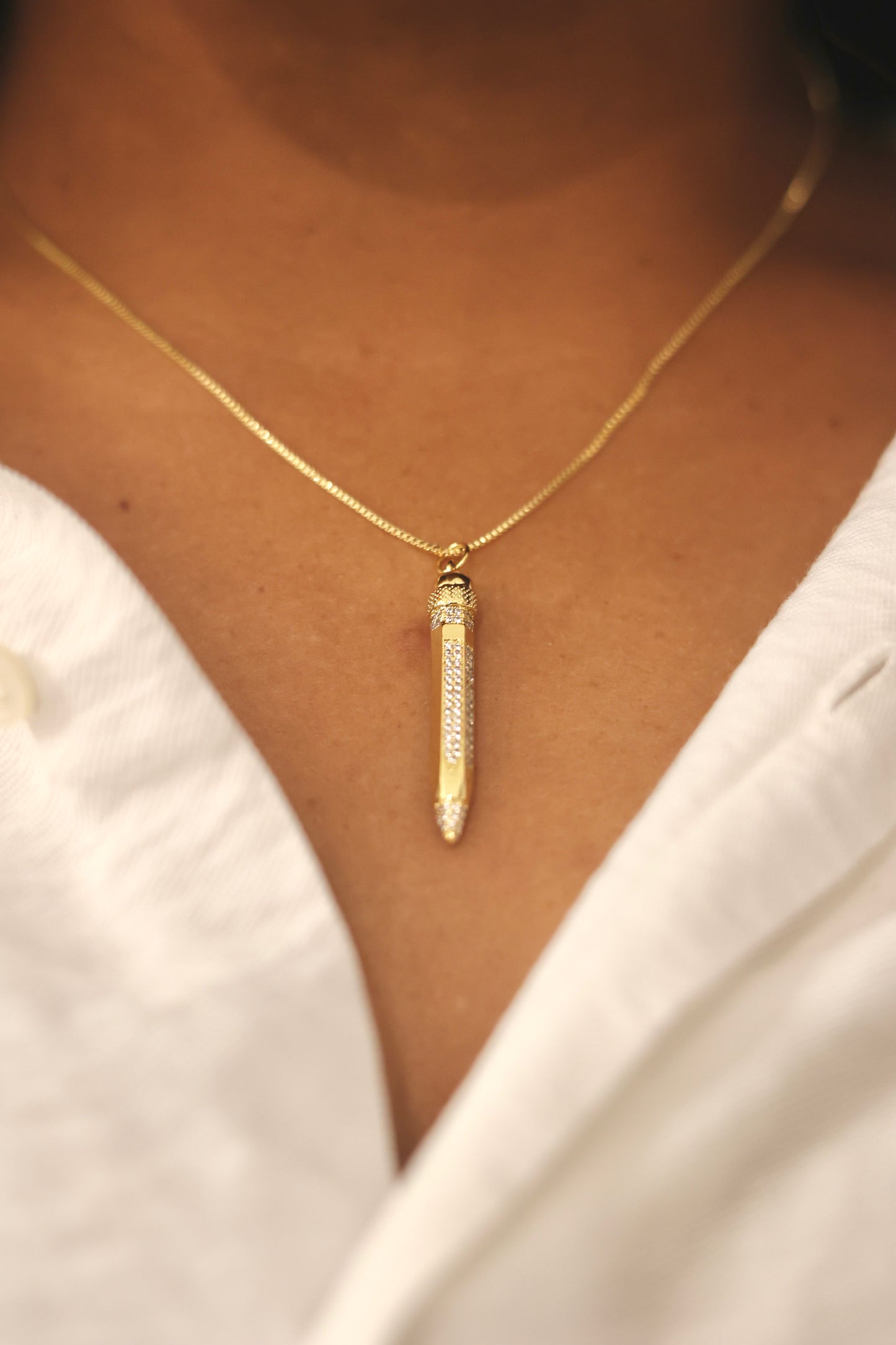Pave Pencil Necklace